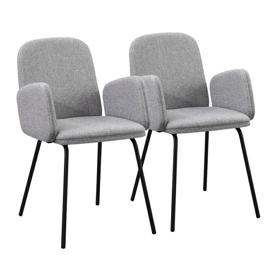 Sedie con braccioli grigio chiaro e gambe nere in metallo - Kendal