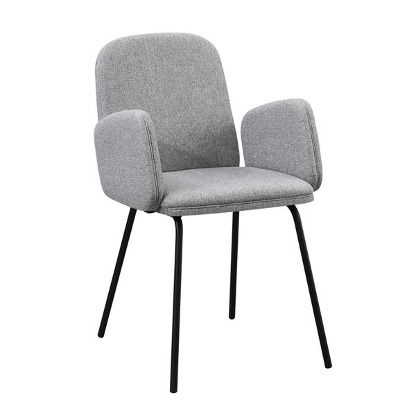 Sedie con braccioli grigio chiaro e gambe nere in metallo - Kendal