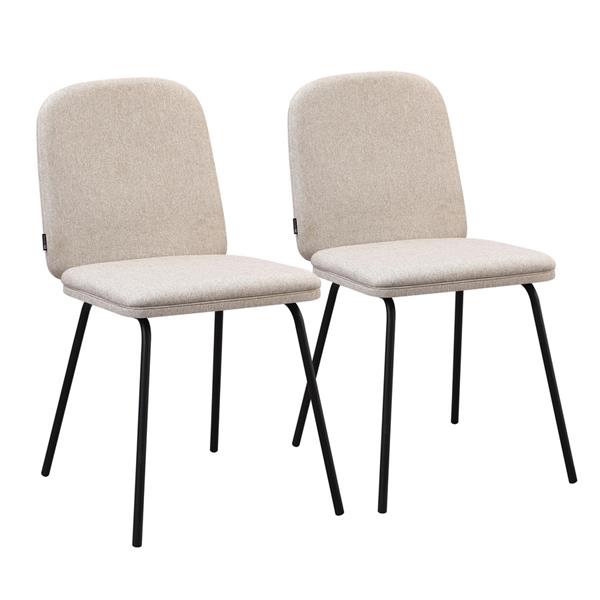 Set 2 sedie in tessuto beige con gambe nere in metallo - Karen