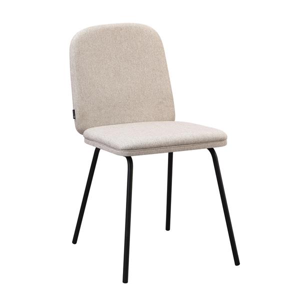 Set 2 sedie in tessuto beige con gambe nere in metallo - Karen