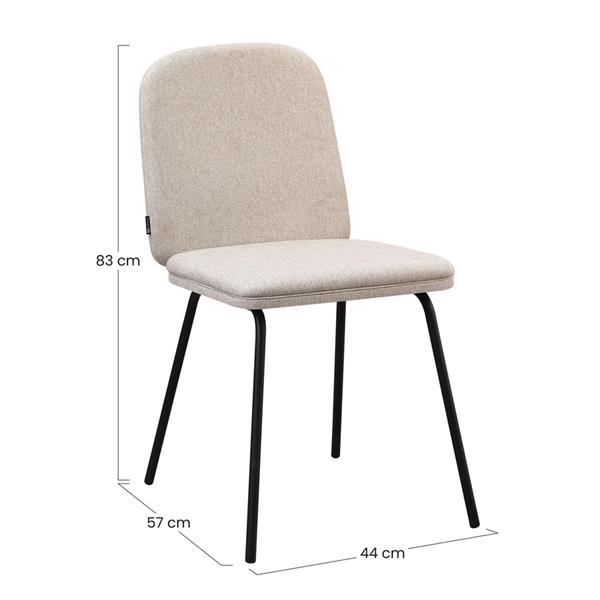 Set 2 sedie in tessuto beige con gambe nere in metallo - Karen
