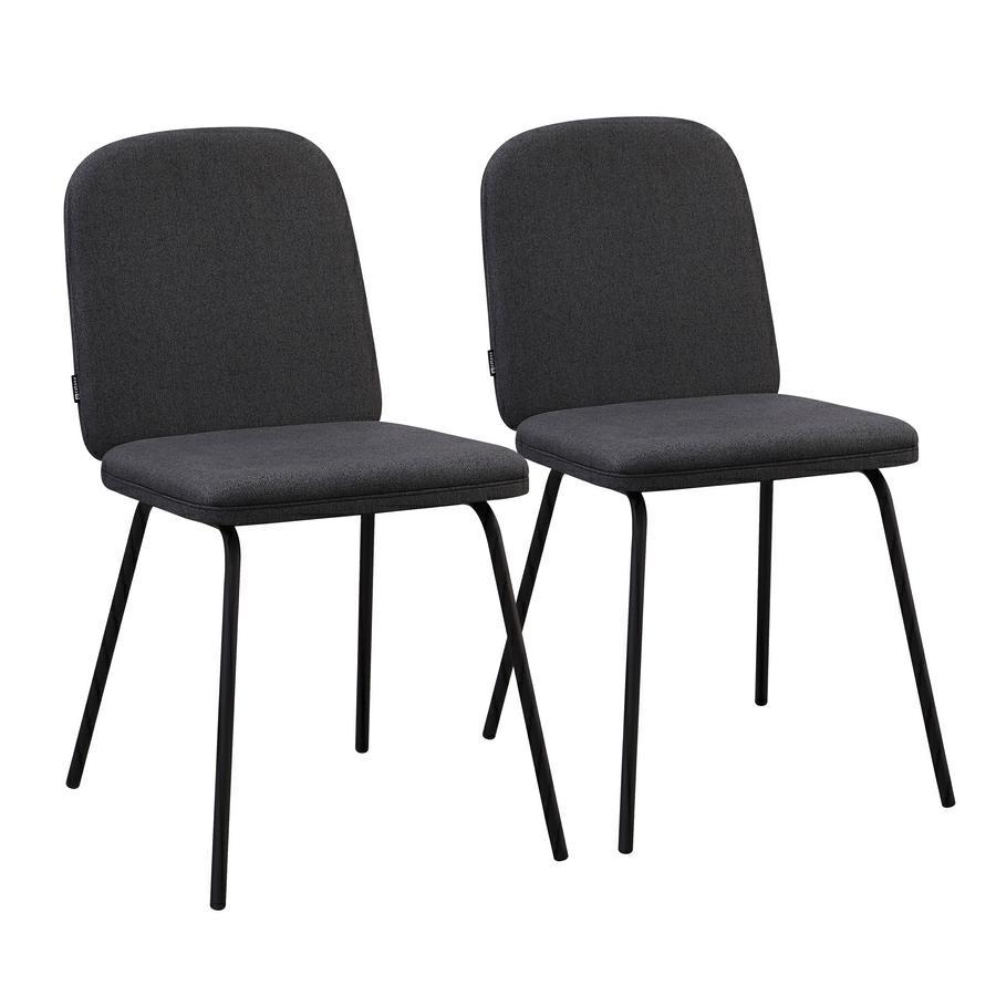 Set 2 sedie elegati in tessuto grigio scuro con gambe nere - Karen
