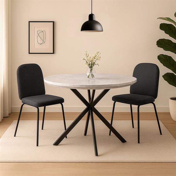 Set 2 sedie elegati in tessuto grigio scuro con gambe nere - Karen