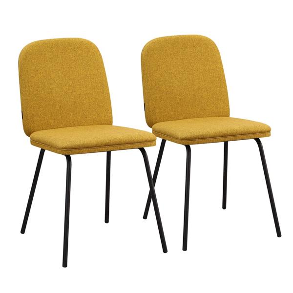 Sedie moderne in tessuto ocra con gambe nere - kAREN