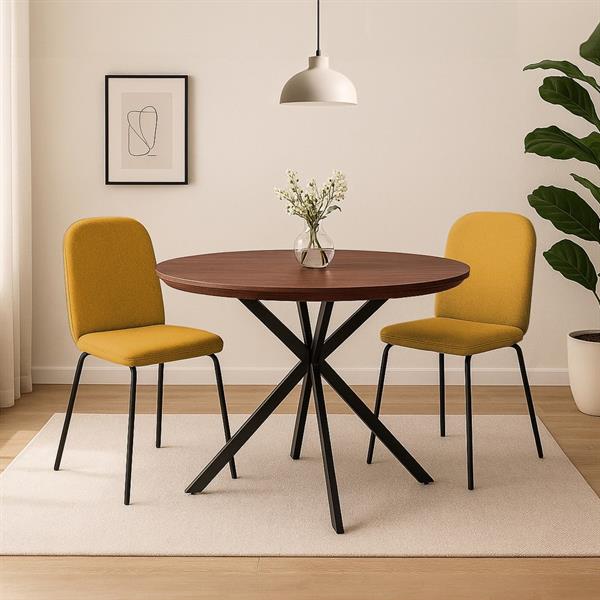 Sedie moderne in tessuto ocra con gambe nere - kAREN