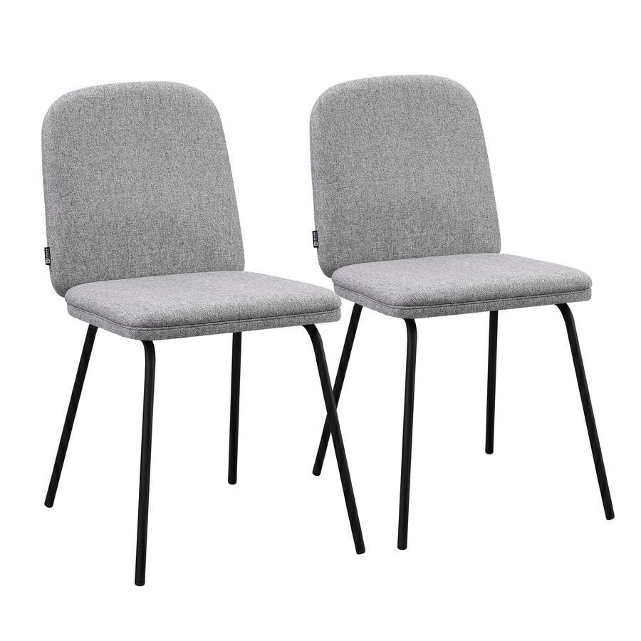 Set 2 sedie moderne in tessuto grigio chiaro con gambe in metallo - Karen