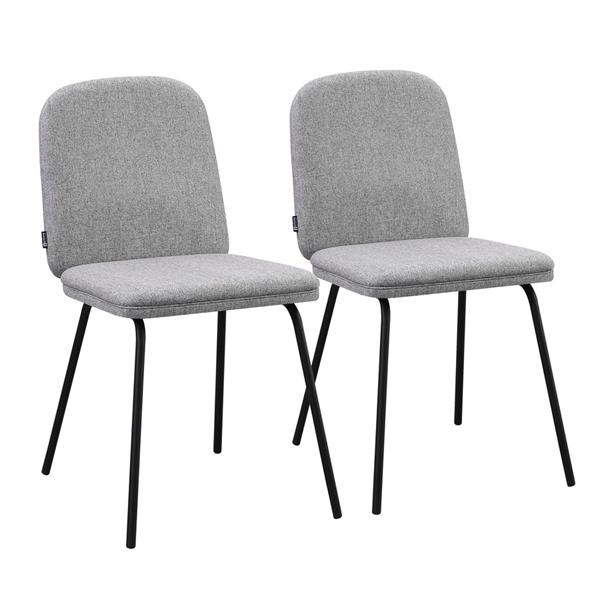 Set 2 sedie moderne in tessuto grigio chiaro con gambe in metallo - Karen