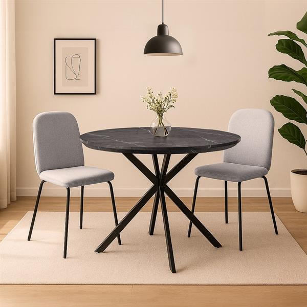 Set 2 sedie moderne in tessuto grigio chiaro con gambe in metallo - Karen