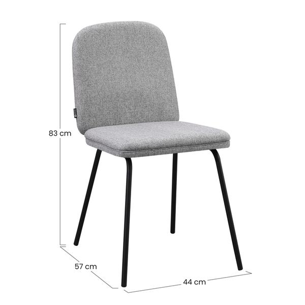 Set 2 sedie moderne in tessuto grigio chiaro con gambe in metallo - Karen