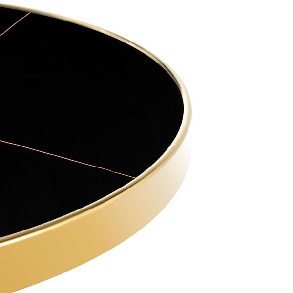 Tavolino con top in ceramica effetto marmo nero e struttura in rame - Mason