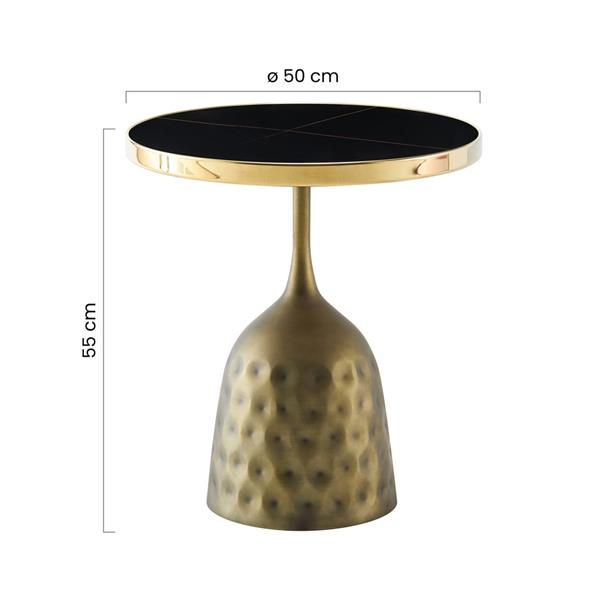 Tavolino con top in ceramica effetto marmo nero e struttura in rame - Mason