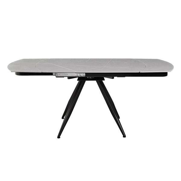 Tavolo da pranzo allungabile in ceramica marmo grigio chiaro con gambe nere - Cassie