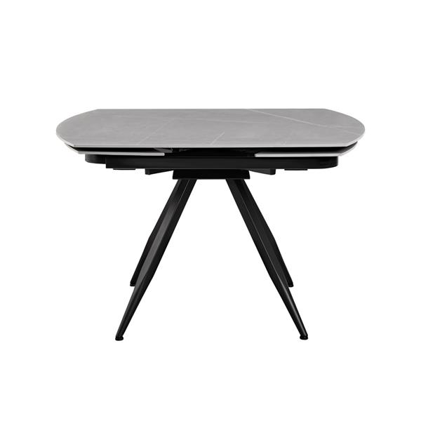 Tavolo da pranzo allungabile in ceramica marmo grigio chiaro con gambe nere - Cassie