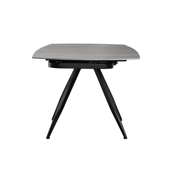 Tavolo da pranzo allungabile in ceramica marmo grigio chiaro con gambe nere - Cassie