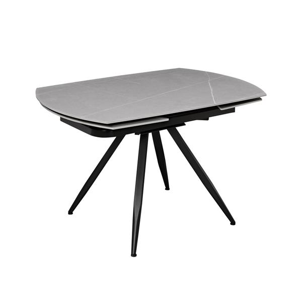 Tavolo da pranzo allungabile in ceramica marmo grigio chiaro con gambe nere - Cassie