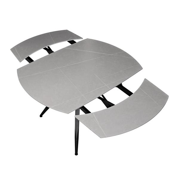 Tavolo da pranzo allungabile in ceramica marmo grigio chiaro con gambe nere - Cassie