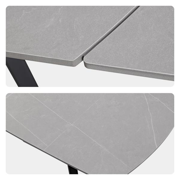 Tavolo da pranzo allungabile in ceramica marmo grigio chiaro con gambe nere - Cassie