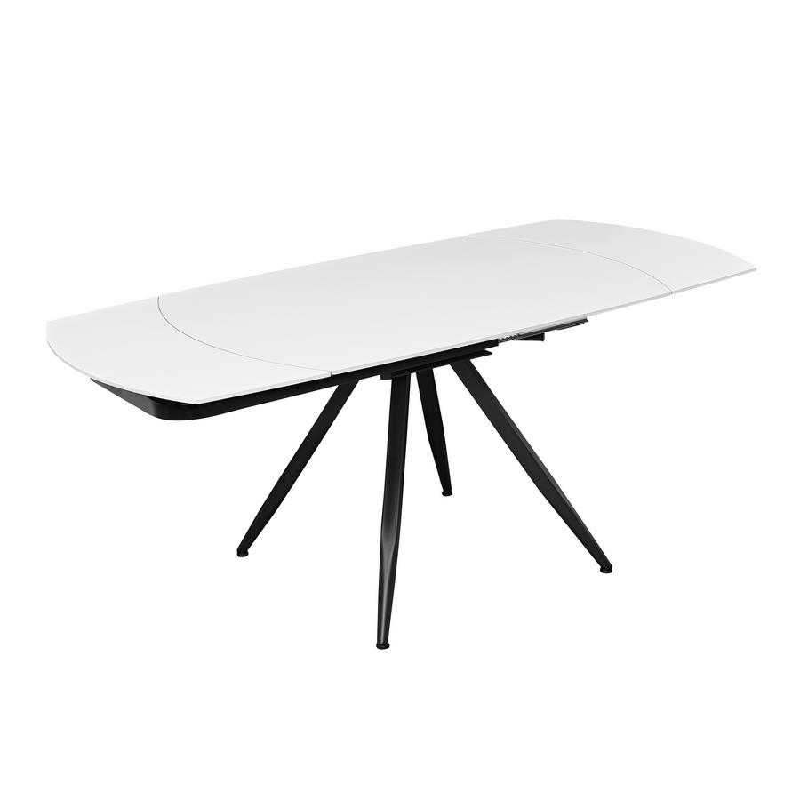 Tavolo da pranzo allungabile in ceramica bianco con gambe in metallo - Cassie