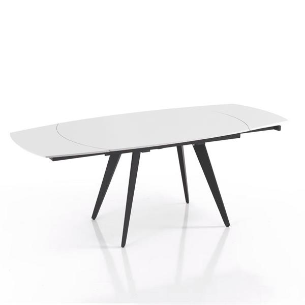 Tavolo da pranzo allungabile in ceramica bianco con gambe in metallo - Cassie