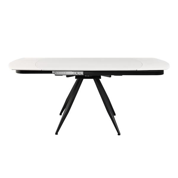 Tavolo da pranzo allungabile in ceramica bianco con gambe in metallo - Cassie