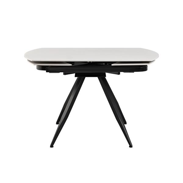 Tavolo da pranzo allungabile in ceramica bianco con gambe in metallo - Cassie