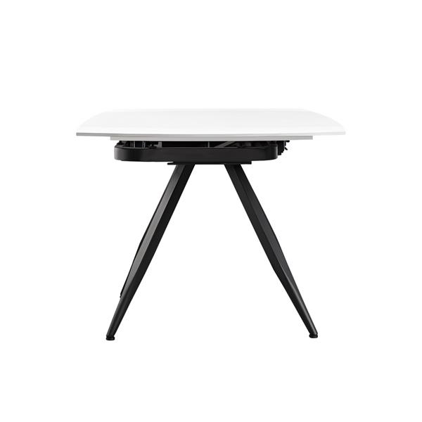 Tavolo da pranzo allungabile in ceramica bianco con gambe in metallo - Cassie