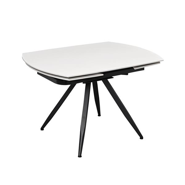 Tavolo da pranzo allungabile in ceramica bianco con gambe in metallo - Cassie