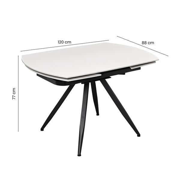 Tavolo da pranzo allungabile in ceramica bianco con gambe in metallo - Cassie