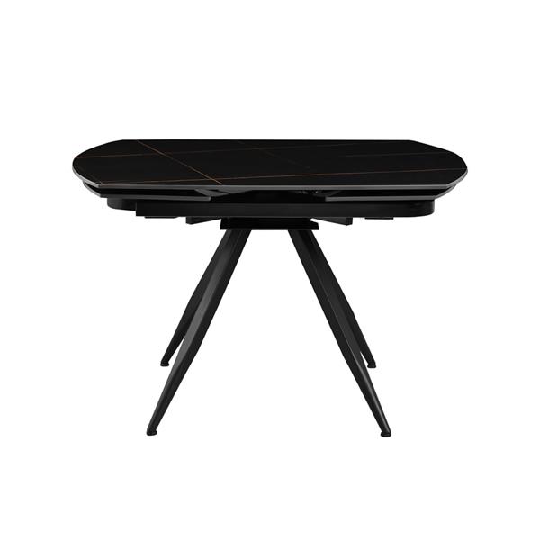 Tavolo moderno estensibile in marmo nero con gambe nere in metallo - Cassie