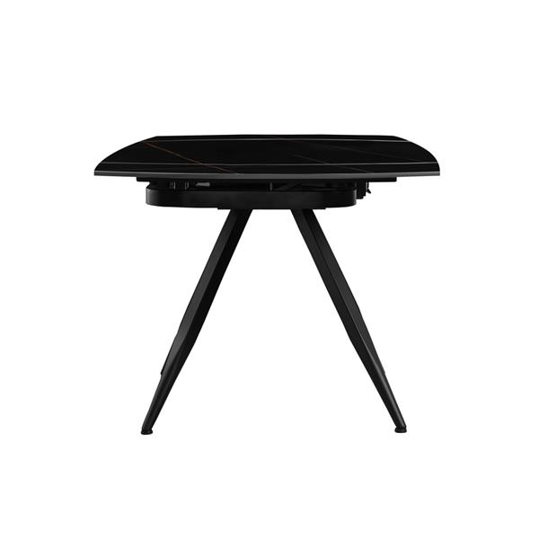 Tavolo moderno estensibile in marmo nero con gambe nere in metallo - Cassie