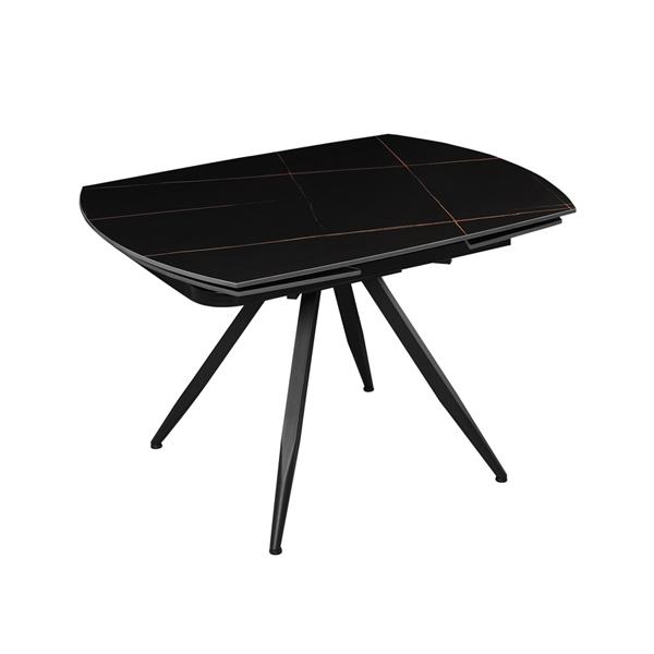 Tavolo moderno estensibile in marmo nero con gambe nere in metallo - Cassie