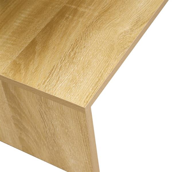 Tavolino moderno bianco e rovere naturale con dettagli in acciaio inox - Celio