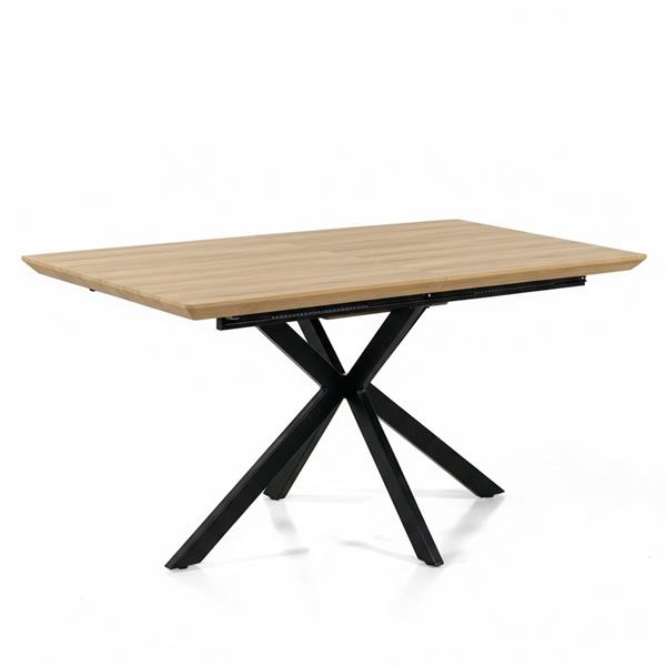 Tavolo da pranzo allungabile in MDF effetto rovere chiaro con gambe nere - Gabry