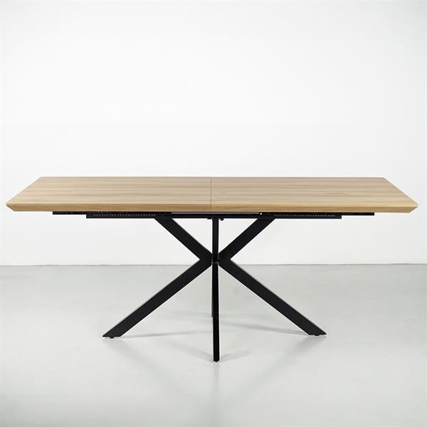 Tavolo da pranzo allungabile in MDF effetto rovere chiaro con gambe nere - Gabry