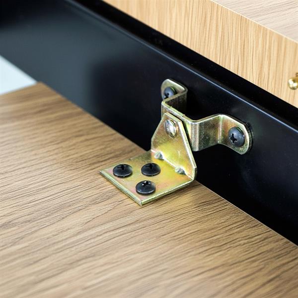 Tavolo da pranzo allungabile in MDF effetto rovere chiaro con gambe nere - Gabry