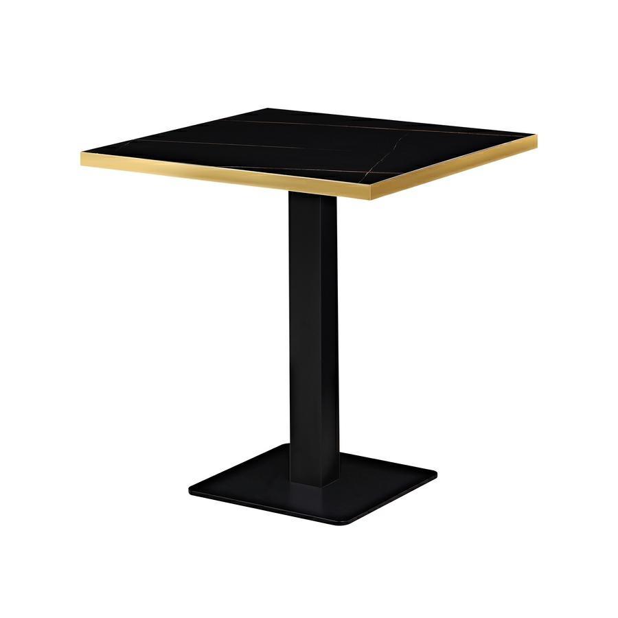 Tavolo quadrato 70x70x74 cm con top marmo nero e cornice dorata - Jago