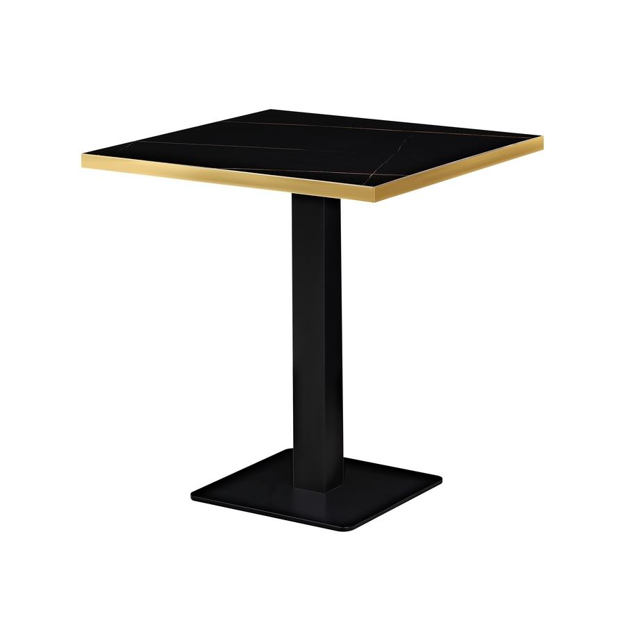 Tavolo quadrato 70x70x74 cm con top marmo nero e cornice dorata - Jago
