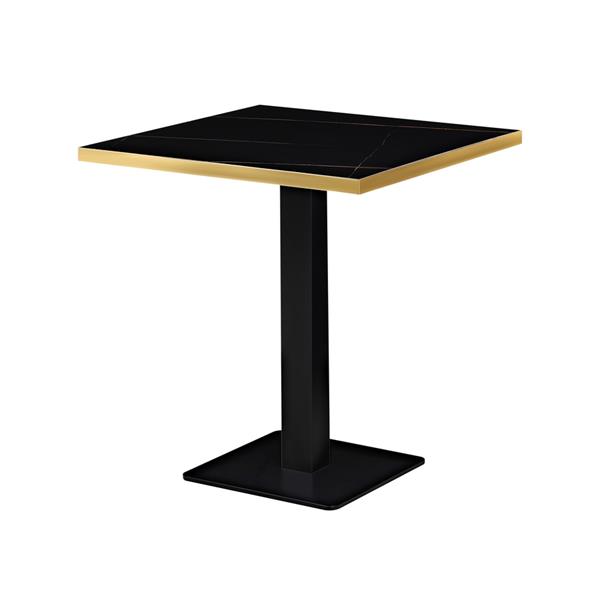 Tavolo quadrato 70x70x74 cm con top marmo nero e cornice dorata - Jago