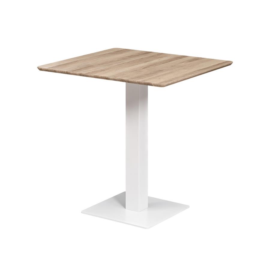 Tavolo quadrato 70x70 con top rovere e colonna centrale bianca - Jago