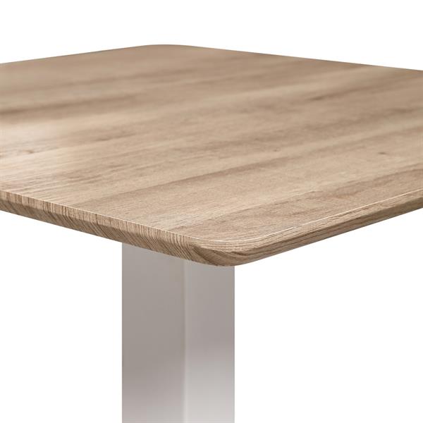 Tavolo quadrato 70x70 con top rovere e colonna centrale bianca - Jago