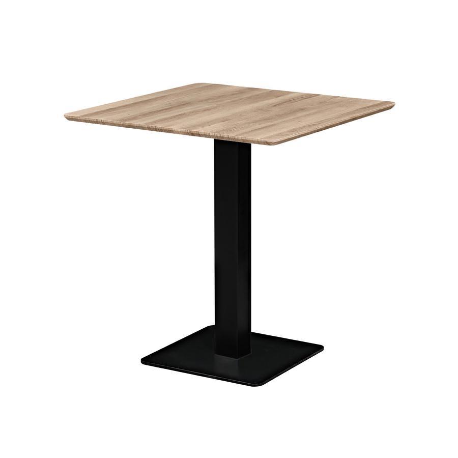 Tavolo 70x70 moderno con top rovere e piede nero - Jago