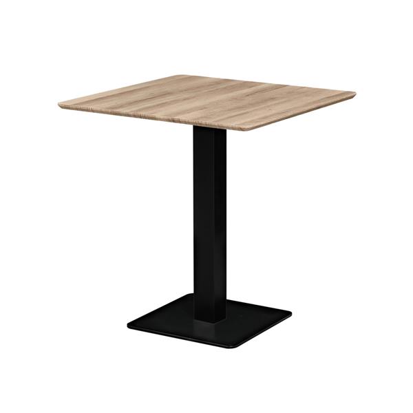 Tavolo 70x70 moderno con top rovere e piede nero - Jago