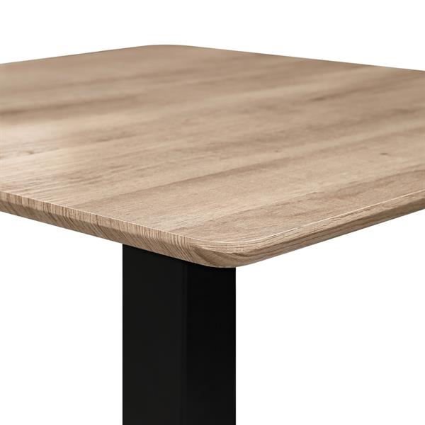 Tavolo 70x70 moderno con top rovere e piede nero - Jago