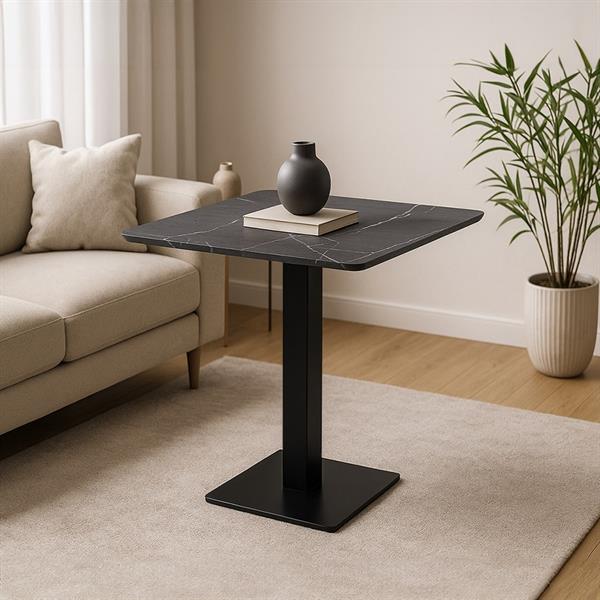 Tavolo quadrato con top marmo grigio scuro70x70x74 cm - Jago