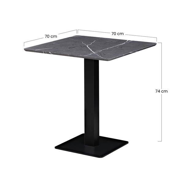 Tavolo quadrato con top marmo grigio scuro70x70x74 cm - Jago