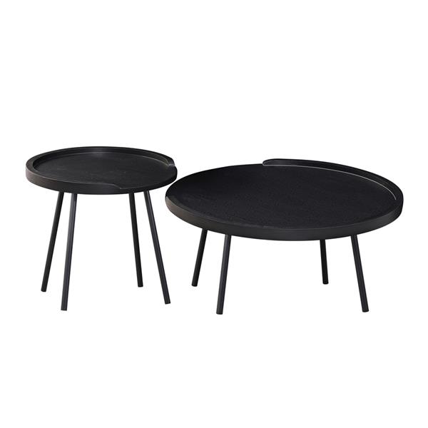 Set tavolini moderni nero con top in MDF e gambe nere in metallo - Zach