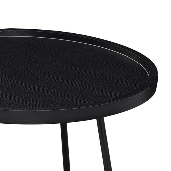 Set tavolini moderni nero con top in MDF e gambe nere in metallo - Zach