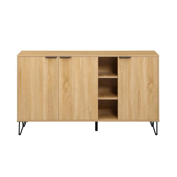 Credenza moderna 3 ante in legno rovere naturale 142x35,6x83 cm – Madrid