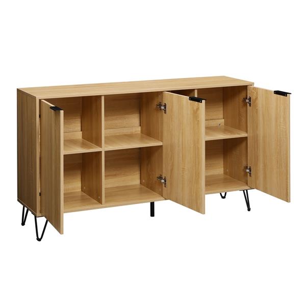 Credenza moderna 3 ante in legno rovere naturale 142x35,6x83 cm – Madrid