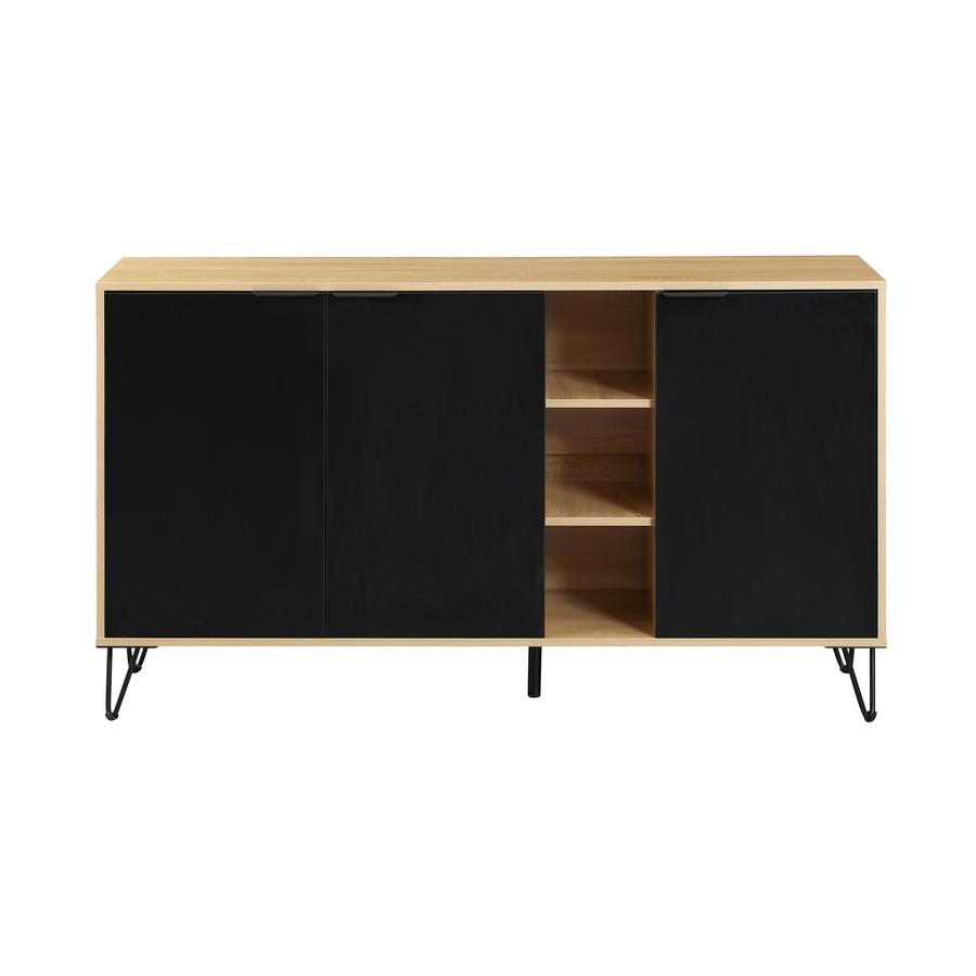 Credenza moderna 3 ante in legno rovere e nero 142x35,6x83 cm – Madrid
